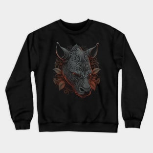 rhinoceros decorated with Javanese ornaments Crewneck Sweatshirt